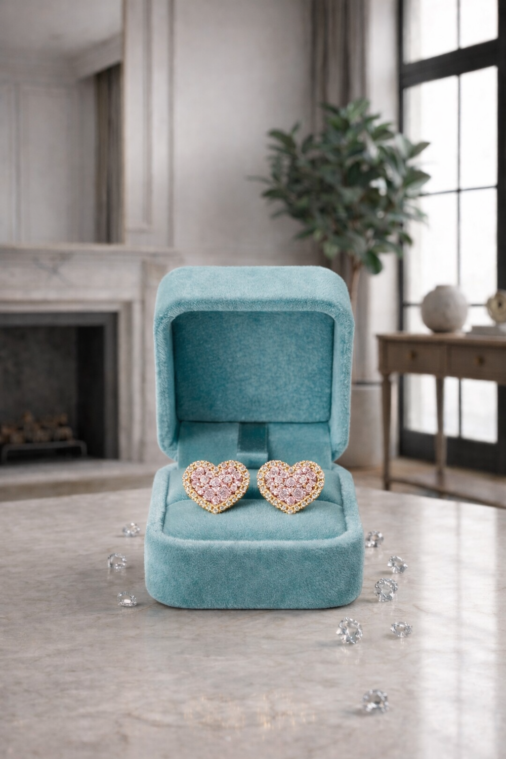 Blush Heart Studs